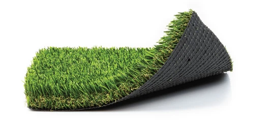 Rolled piece of artificial grass revealing a black backing underneath