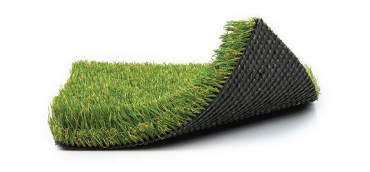 Roll of artificial grass with a black backing, partially unrolled