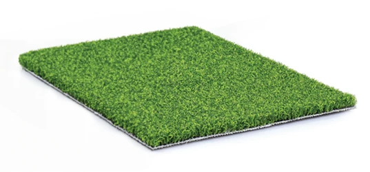 Artificial green grass mat on a white background