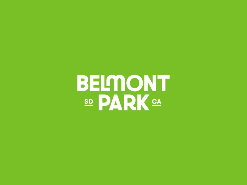 Text on a green background: "BELMONT PARK SD CA"